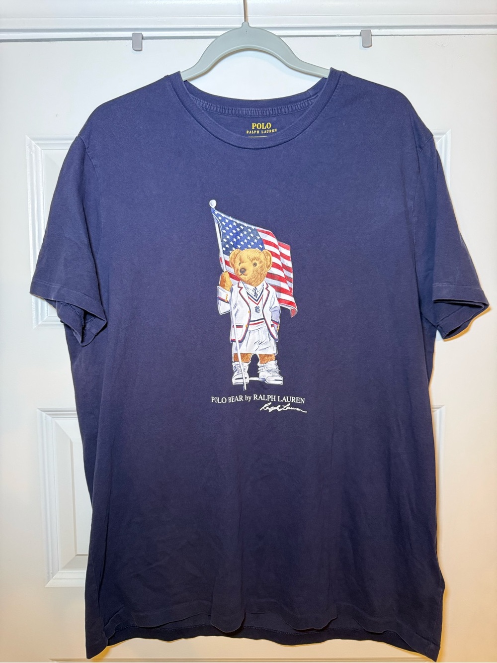 Polo by Ralph Lauren Men’s Large Navy Bear Flag Graphic Tee